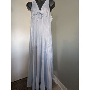 Light Blue Women's Long Sleep Gown with Tie Front